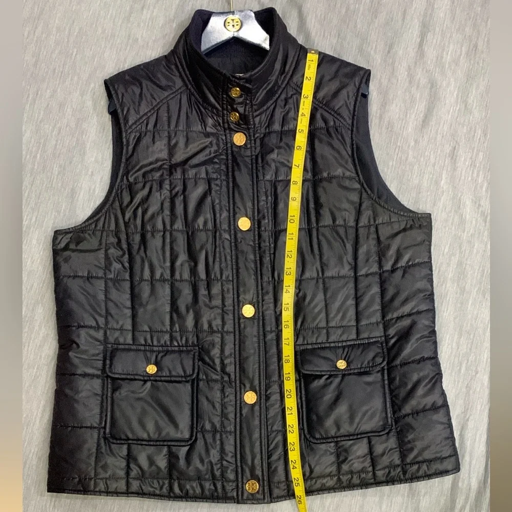 Tory Burch Dark Blue Quilted Vest with Gold Accents - Picture 10 of 10